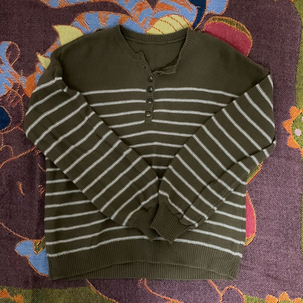 vintage green striped sweater